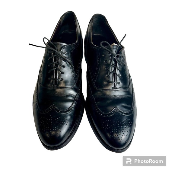Hanover MasterFlex Dress Shoes‎ Men’s sz. 10 Black Wingtip Oxford Leather - Picture 4 of 14